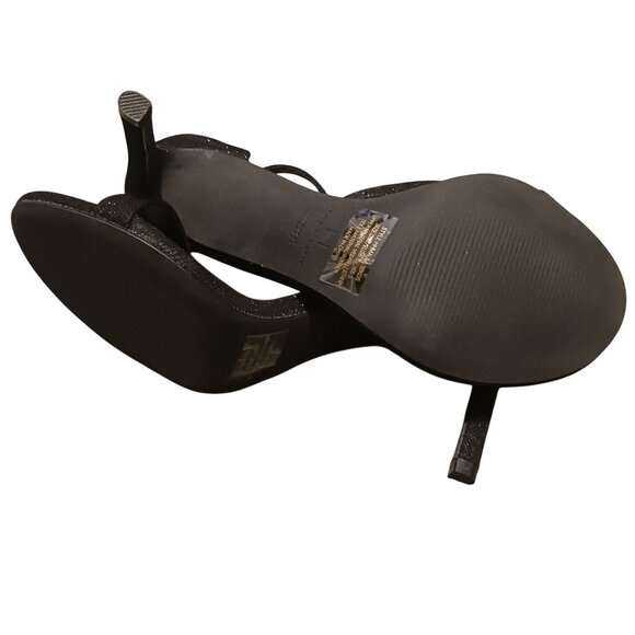 NEW H Halston Women's‎ Maui Open-Toe Ankle-Strap Sparkle Dress Sandals Black 8 - Picture 7 of 10